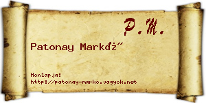 Patonay Markó névjegykártya